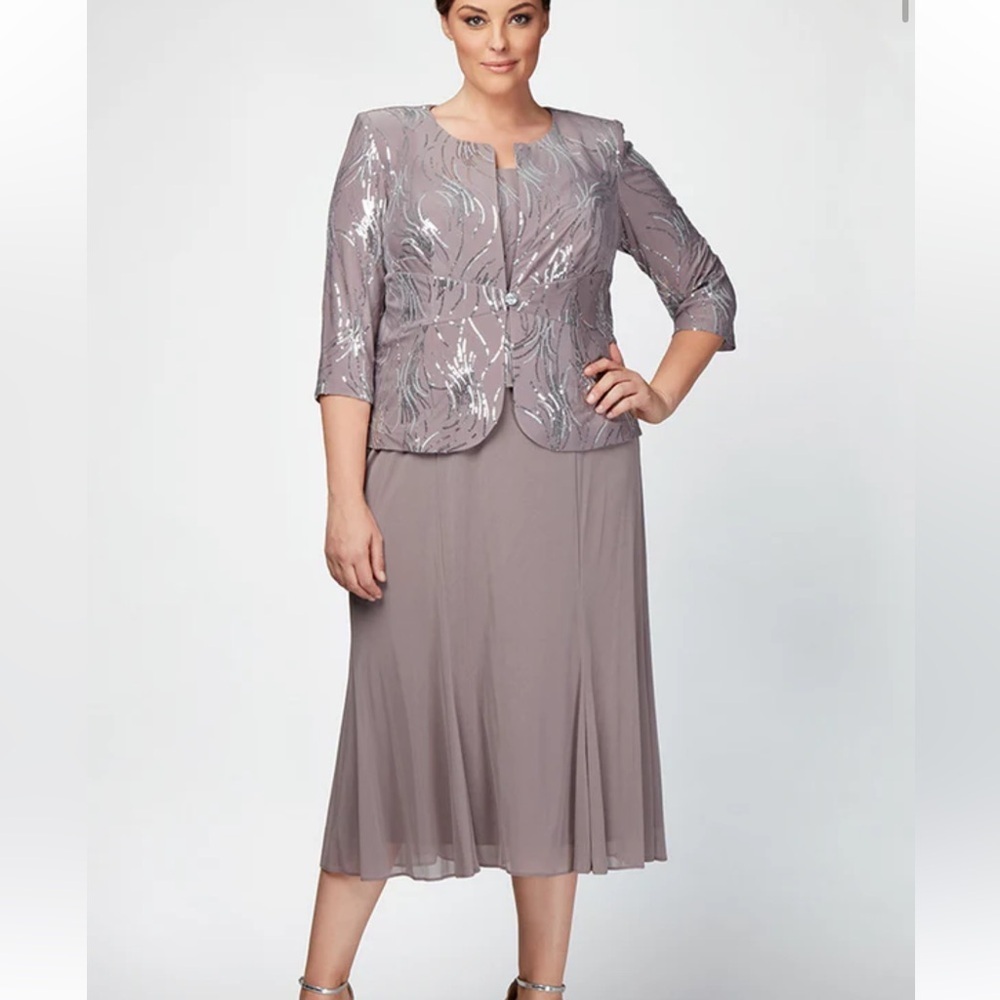 Alex Evenings Annabella Sequined Jacket & Dress set Sz 18W Mother Of The Bride